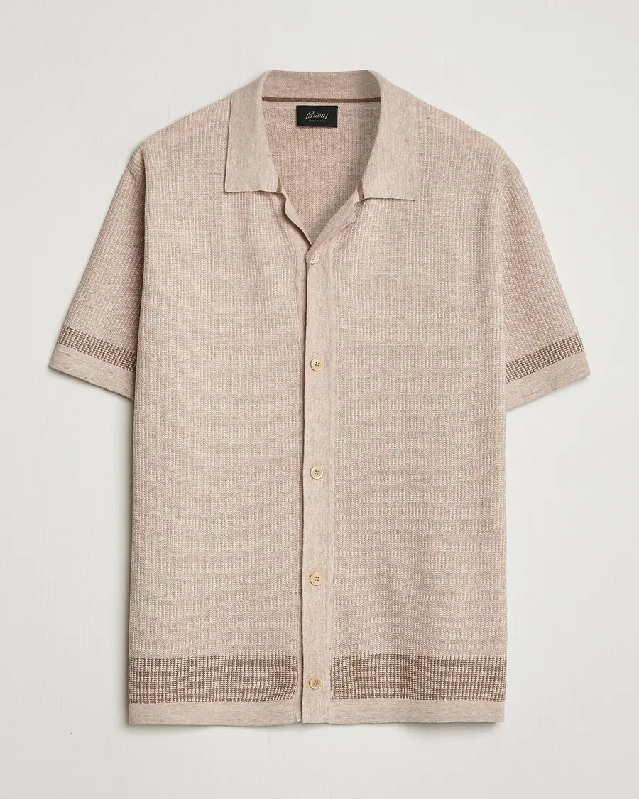 Brioni Cotton/Linen Cuban Shirt Beige