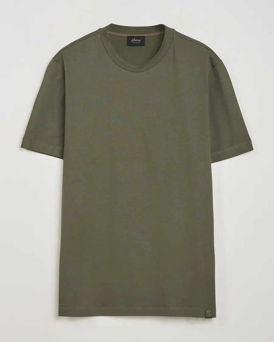 Brioni Short Sleeve Cotton T-Shirt Military