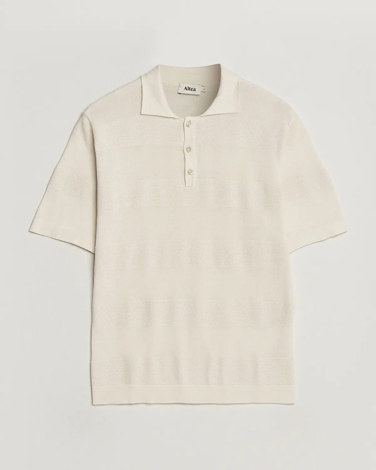 Altea Block Stripe Knitted Polo Off White