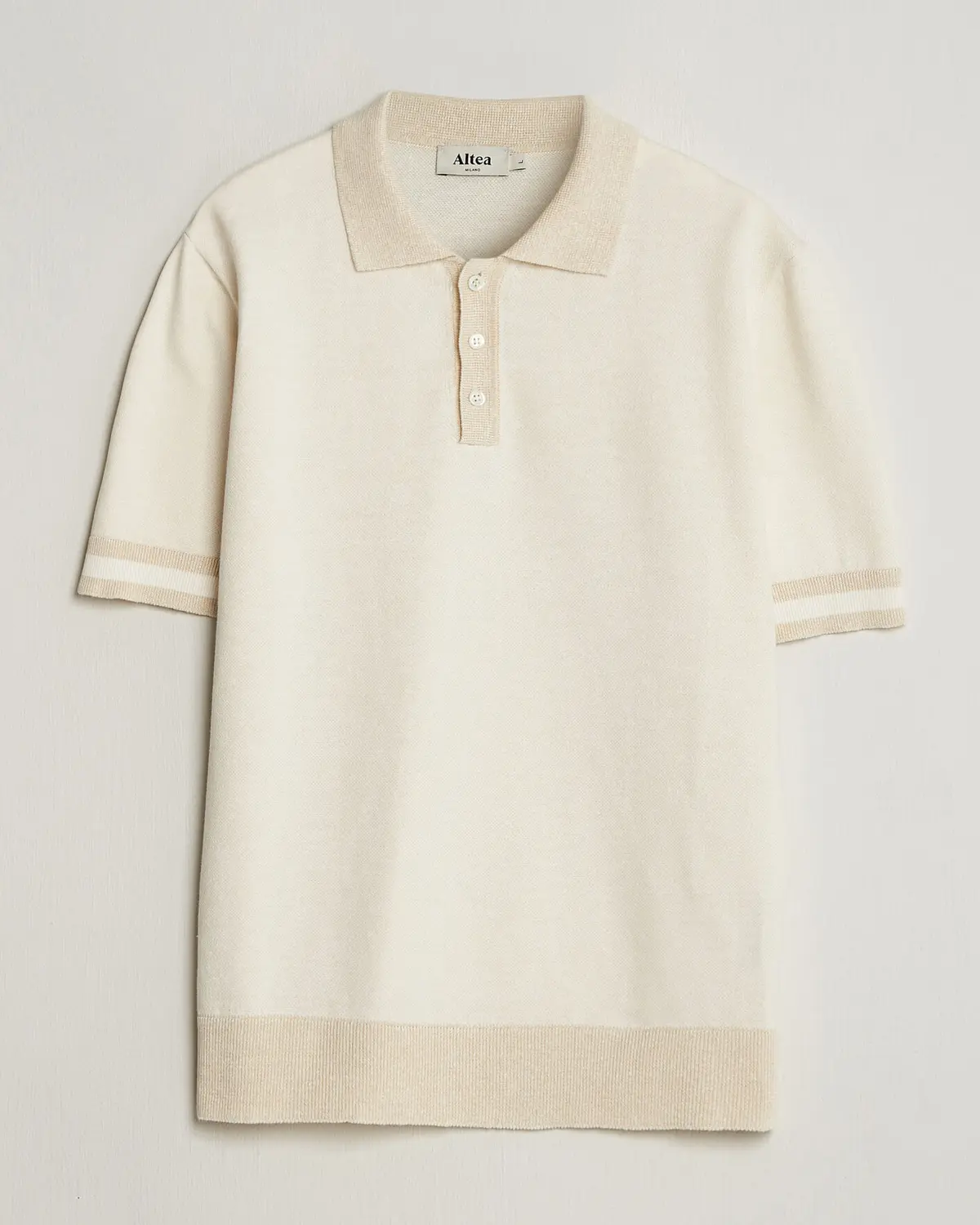 Altea Cotton/Linen Piquet Polo Off White