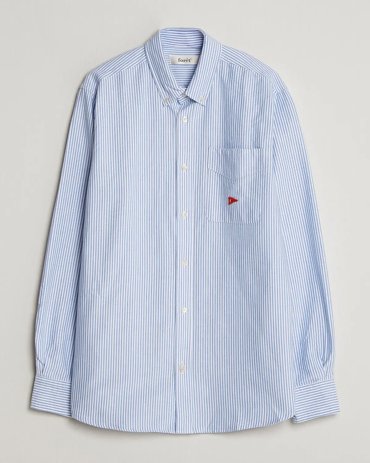 Forét Flag Regular Fit Pocket Oxford Shirt Blue Stripe