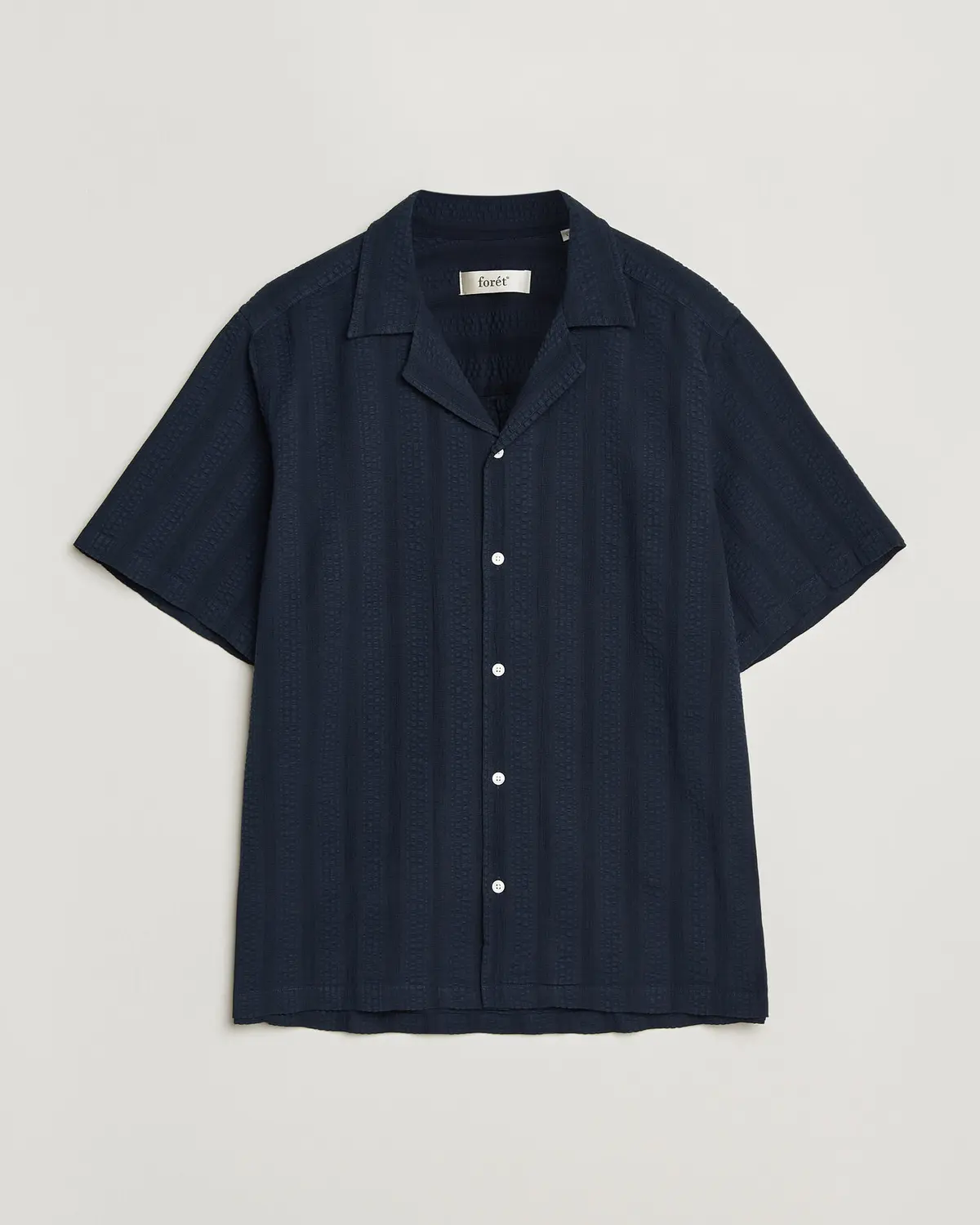Forét Peer Jacquard Stripe Regular Fit SS Shirt Navy