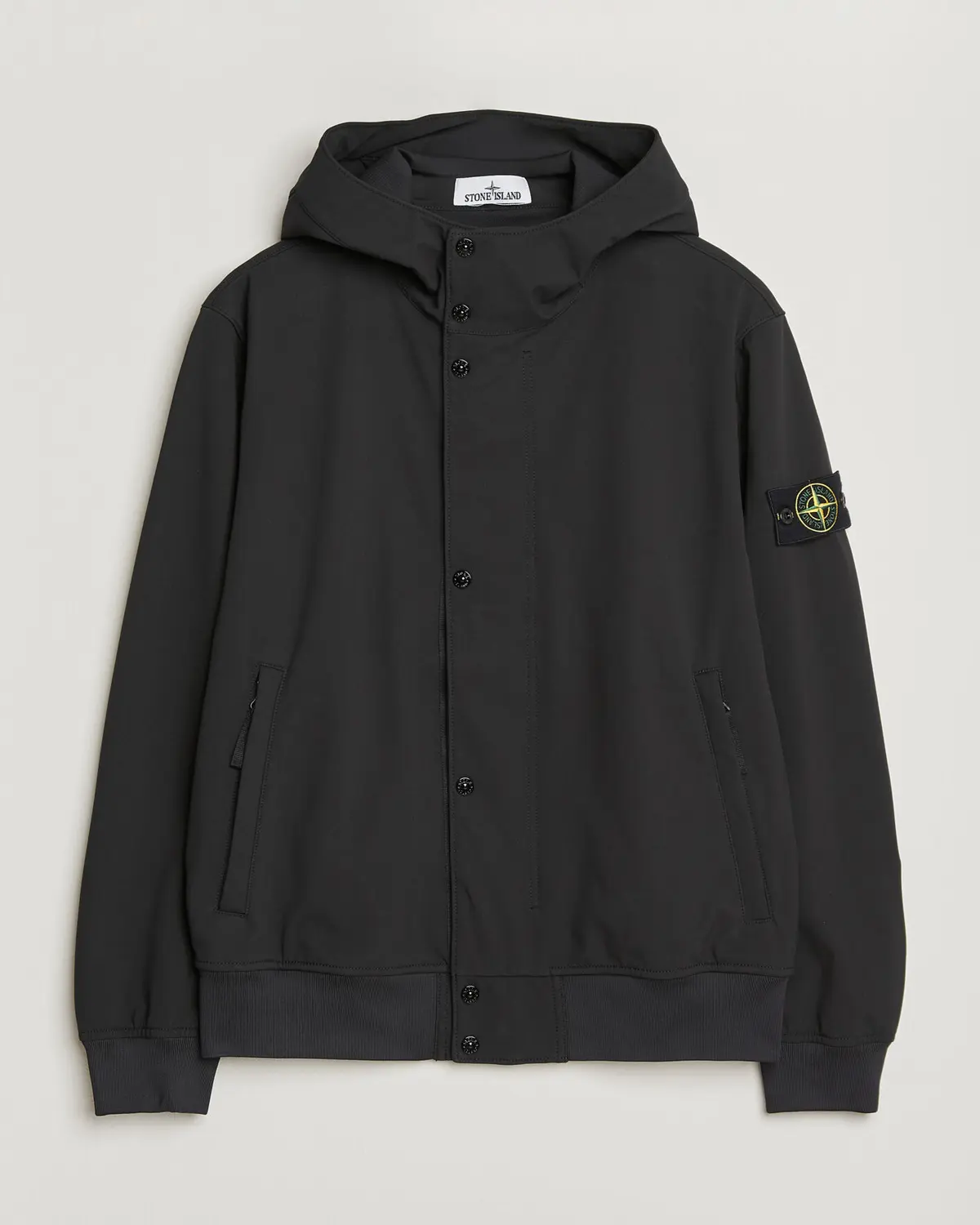 Stone Island Soft Shell Hooded Jacket Black