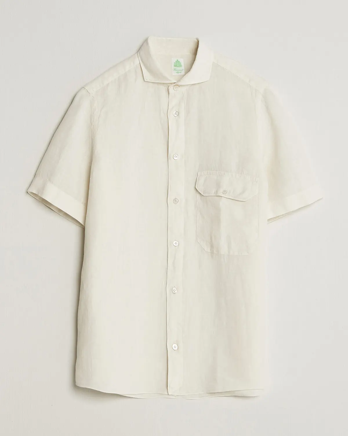Finamore Napoli Linen Short Sleeve Sport Shirt Off White