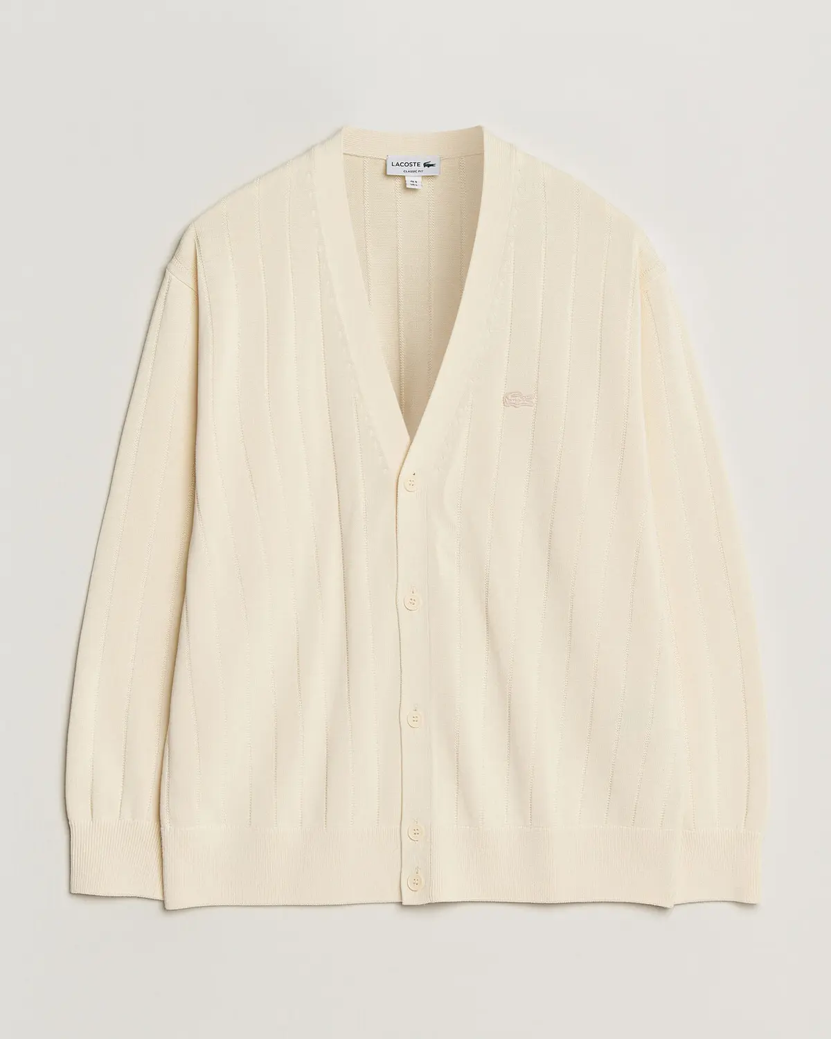 Lacoste Cotton Structured Knitted Cardigan Naturel Clair
