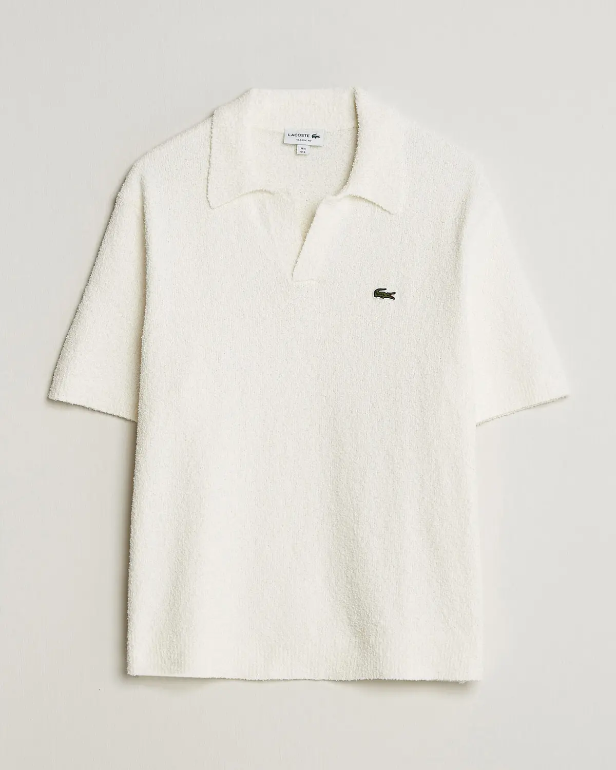 Lacoste Cotton Bouclé Open Collar Polo Flour