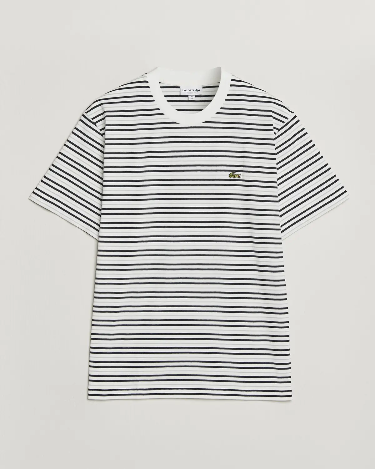 Lacoste Cotton Striped T-Shirt Blackbird/Flour