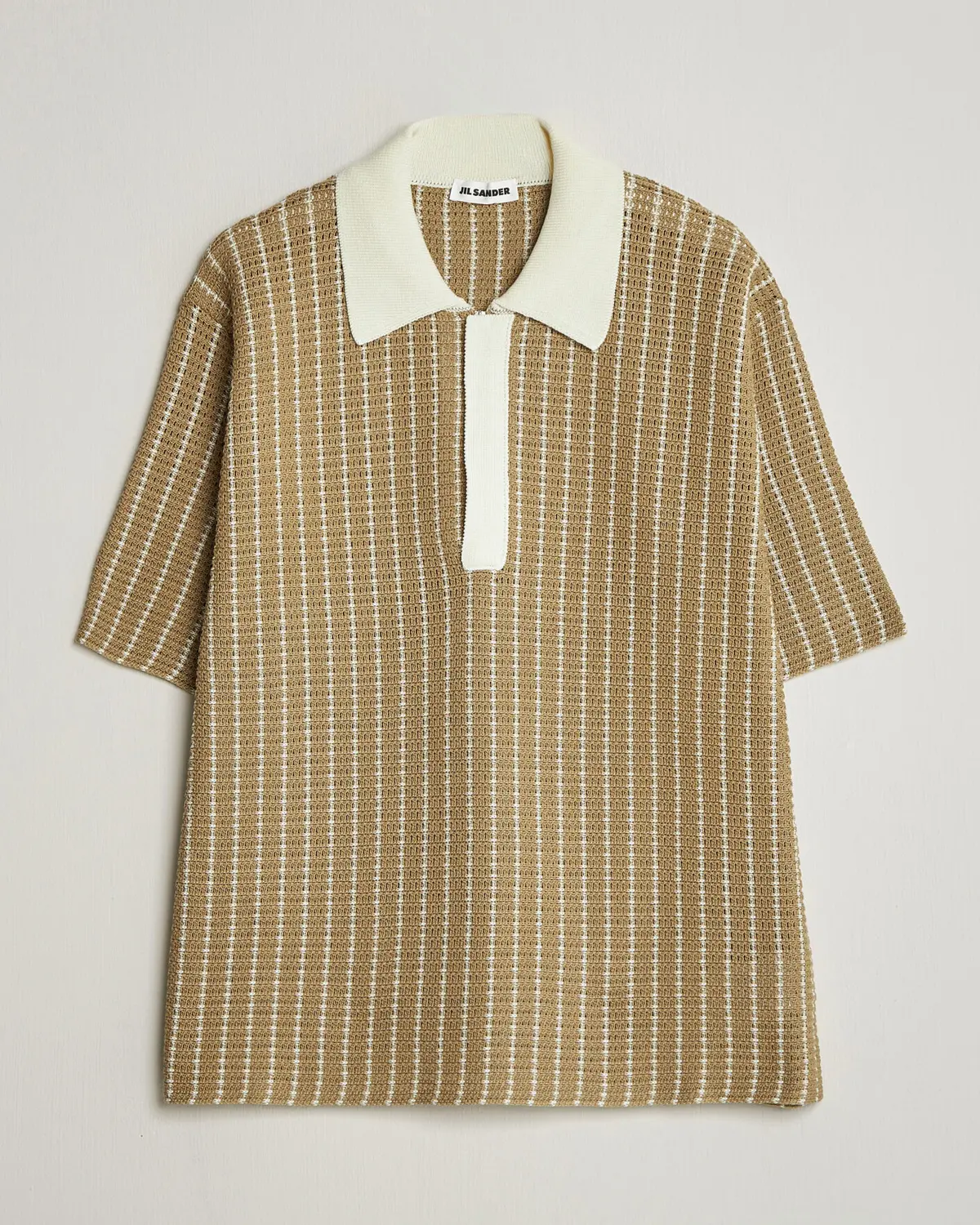 Jil Sander Net Stitch Knitted Polo Tobacco