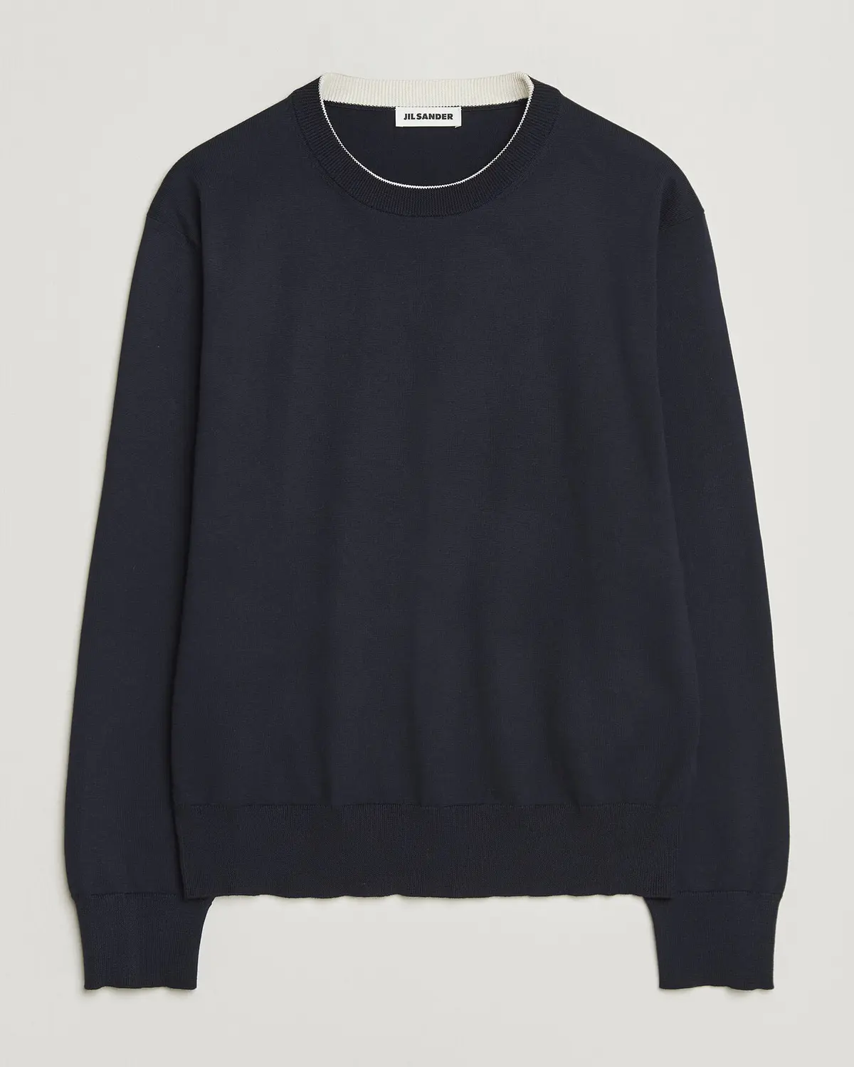 Jil Sander Fine Cotton Contrast Pullover Navy