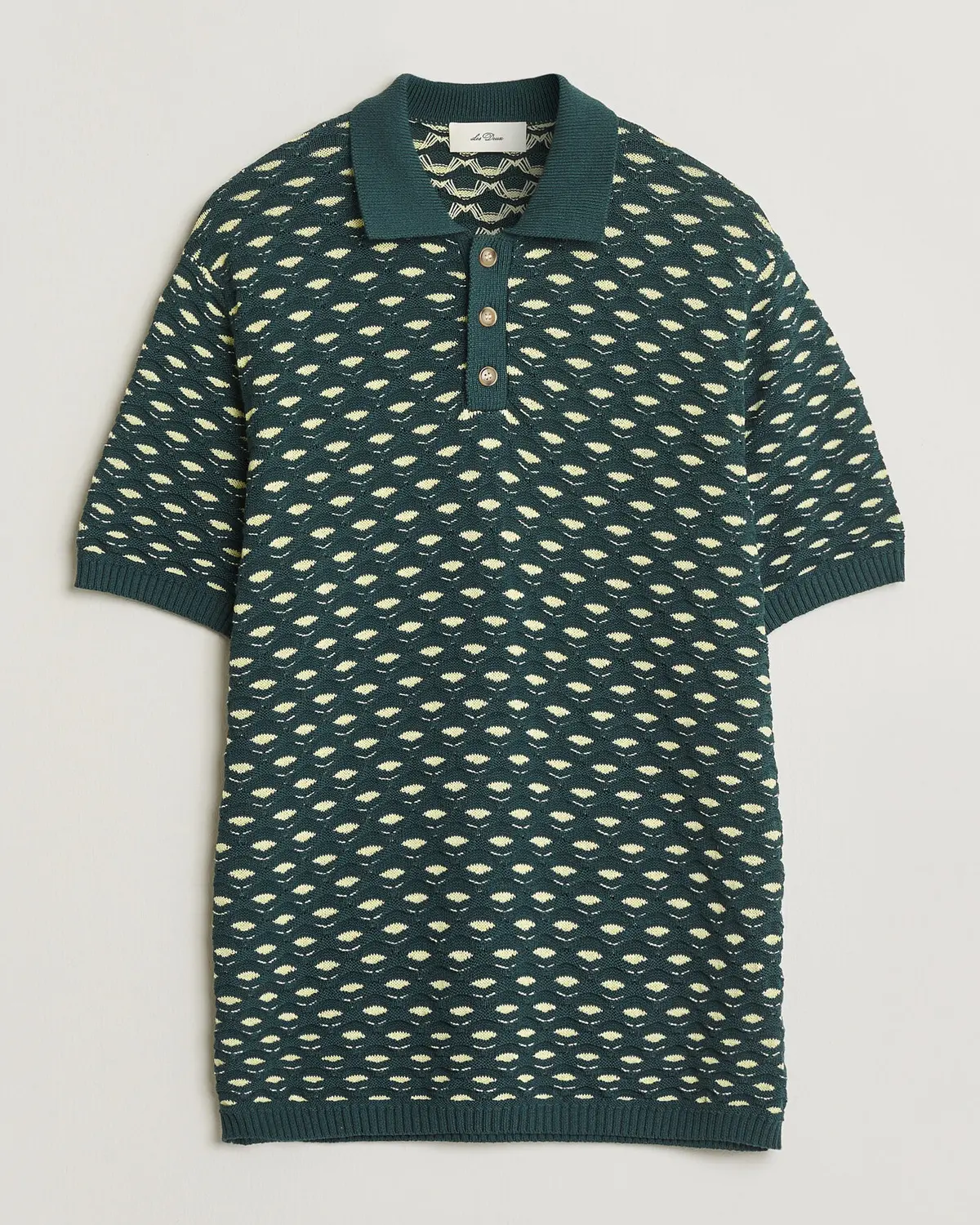 Les Deux Esmay Shell Knitted Polo Sea Moss Green