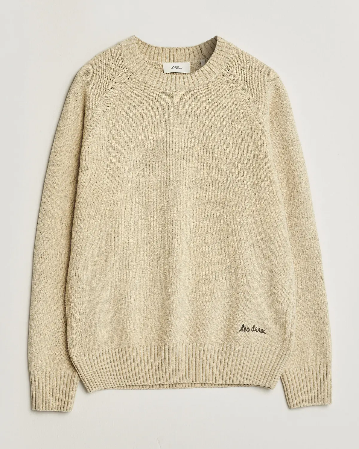 Les Deux Brad Knitted Roundneck Oyster Grey/White