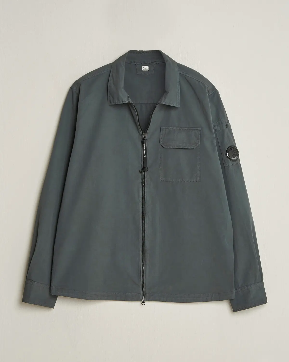 C.P. Company Garment Dyed Gabardine Zip Overshirt Dark Grey