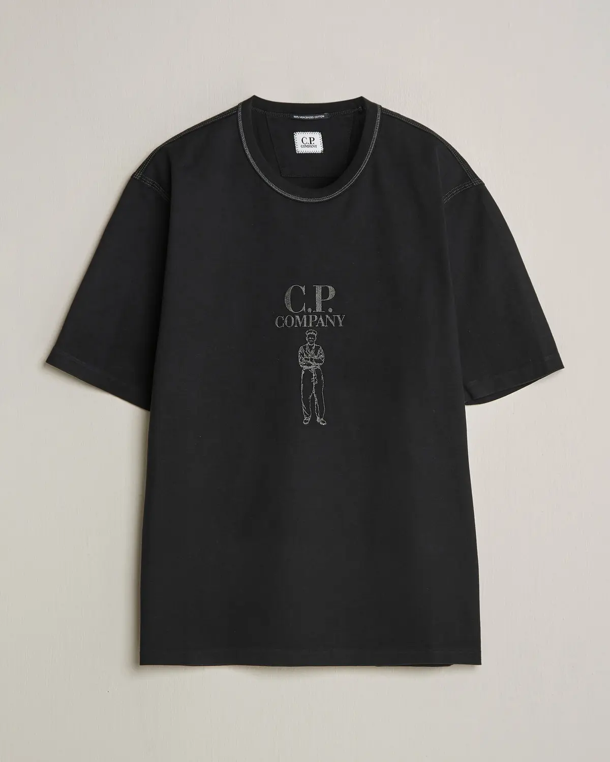 C.P. Company Mercerized Heavy Cotton Chest Logo T-Shirt Black