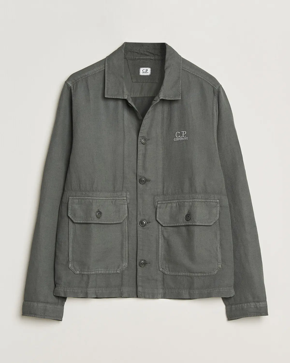 C.P. Company Broken Twill Linen/Cotton Overshirt Olive