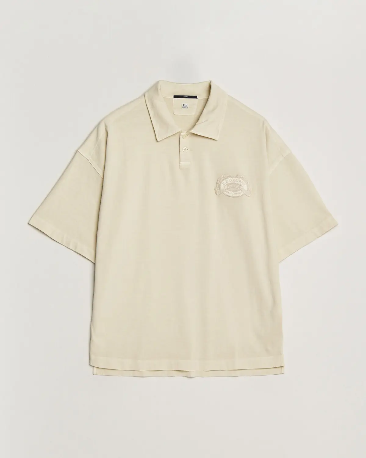 C.P. Company Boxy Fit Cotton Logo Polo Cream