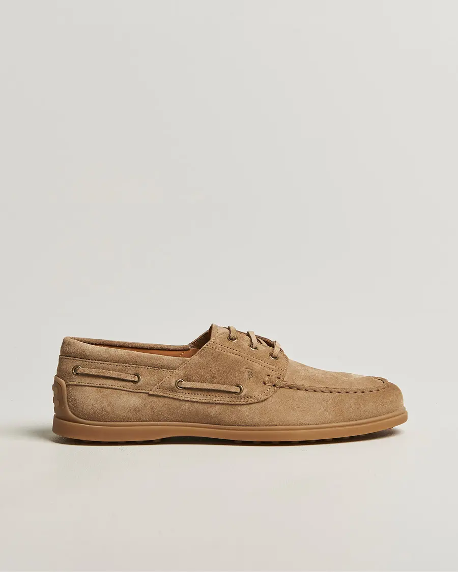Tod's Gomma Leggera Boat Shoe Chestnut Suede