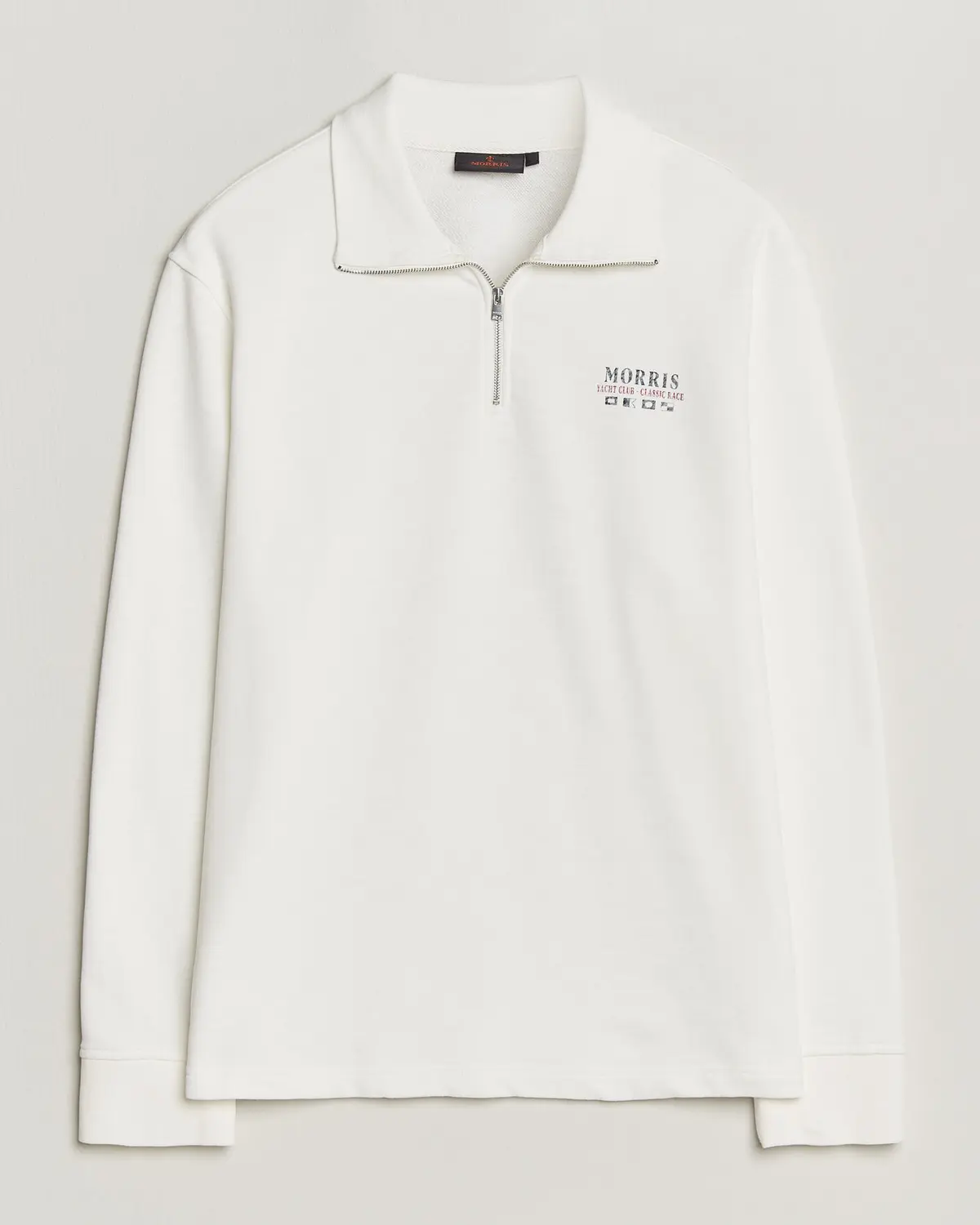 Morris Northcott Slub Half-Zip White