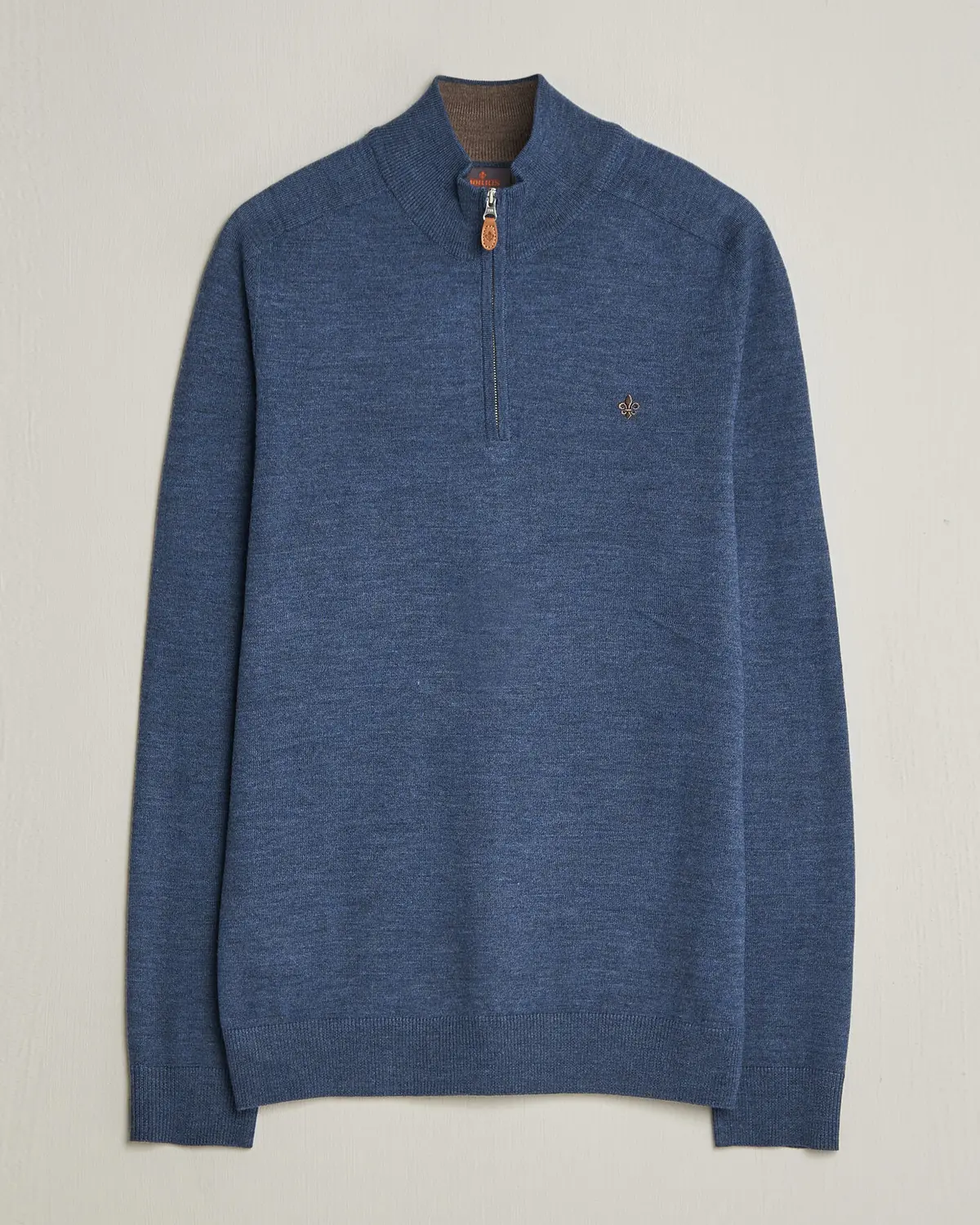 Morris John Merino Half-Zip Blue