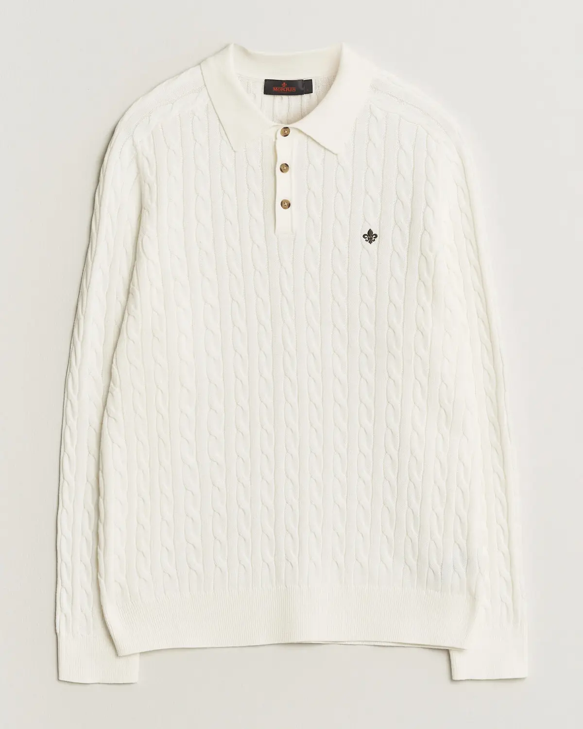 Morris Lancaster Cable Polo Off White