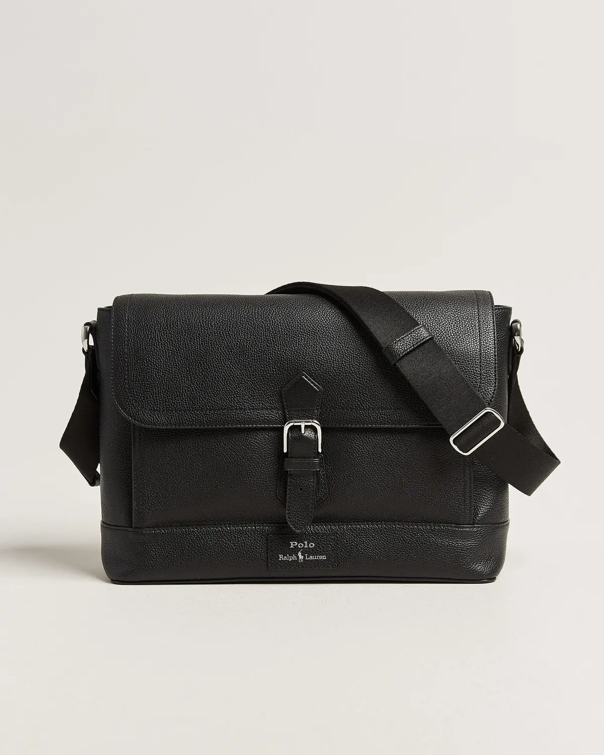 Polo Ralph Lauren Pebble Leather Messenger Bag Black