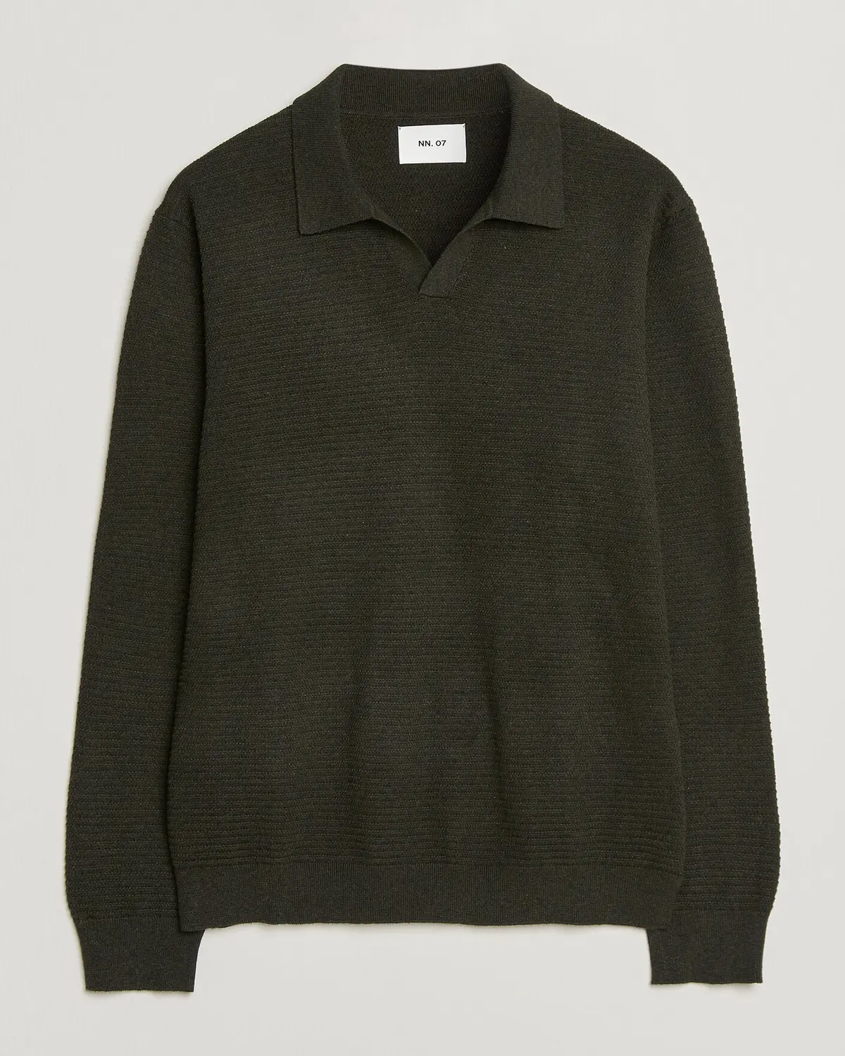 NN07 Paul Knitted Long Sleeve Polo Dark Army