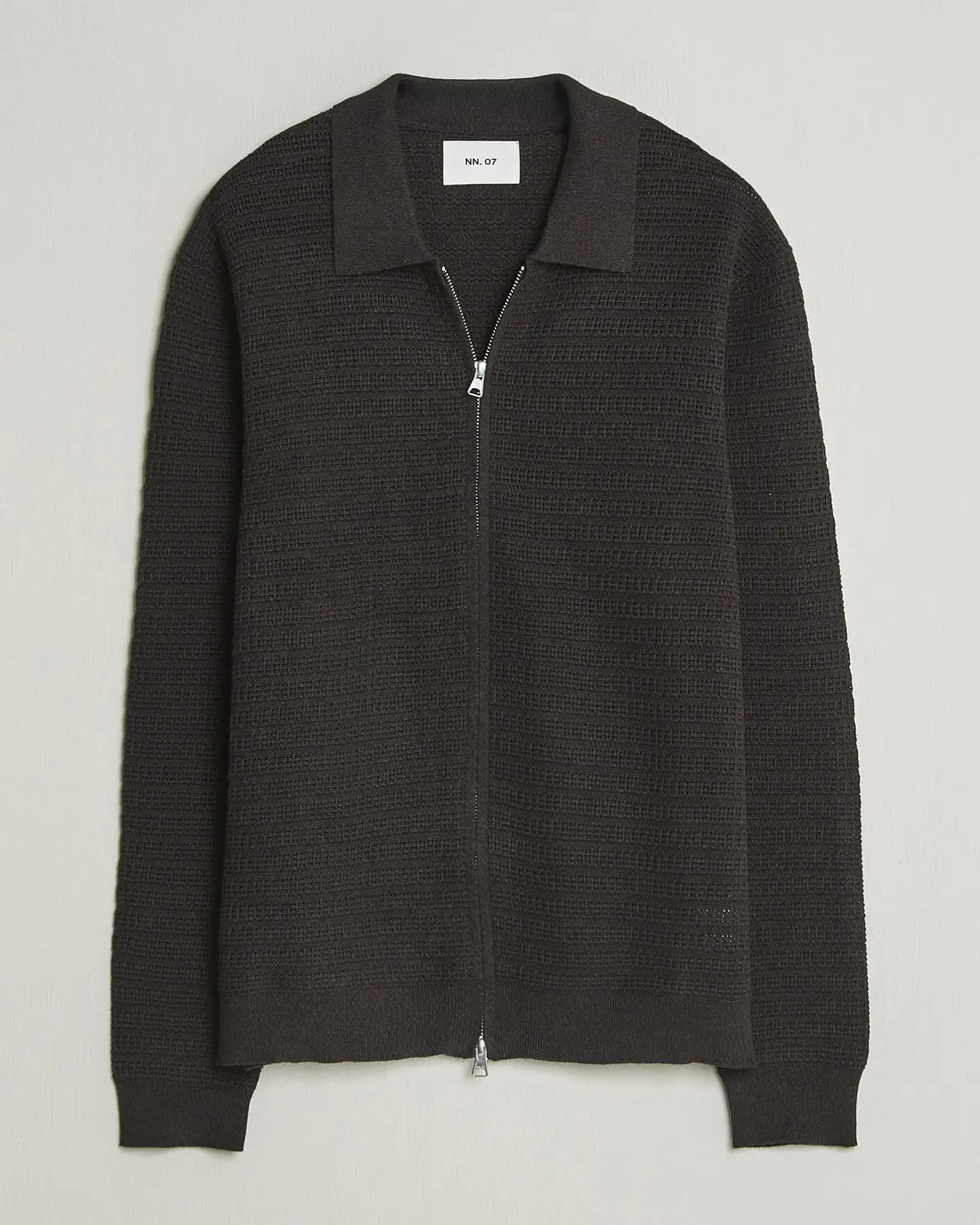 NN07 Gustav Knitted Full Zip Deep Truffle