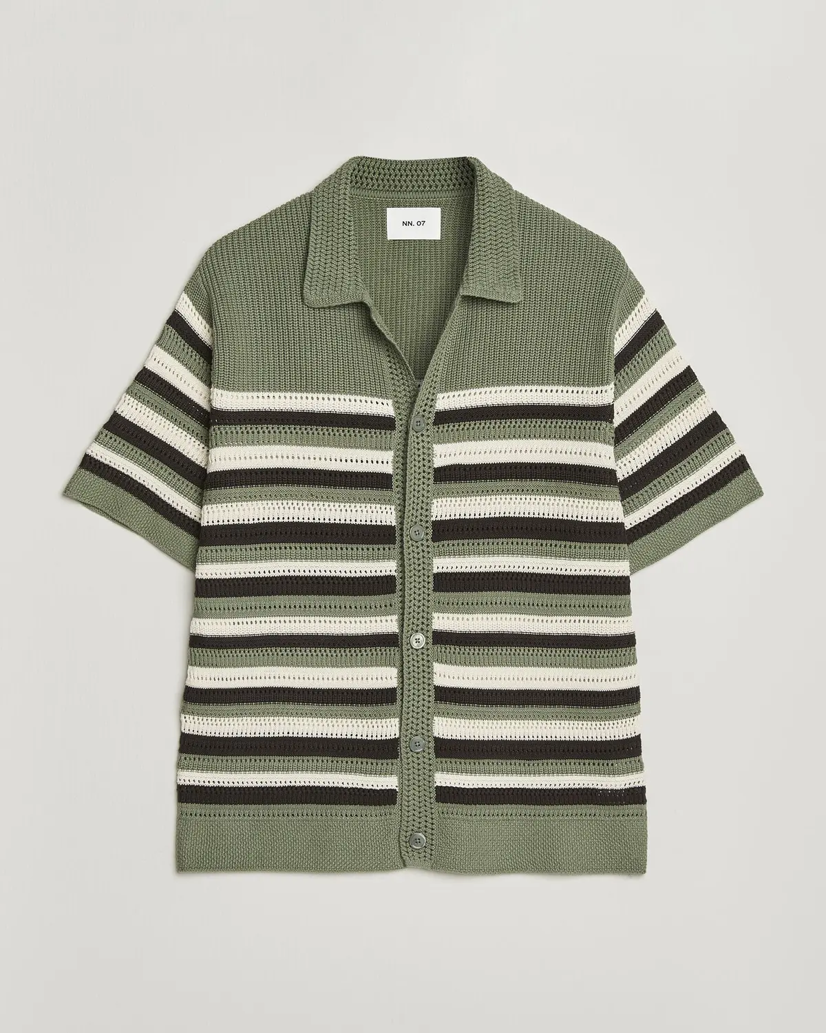 NN07 Lars Knitted Short Sleeve Shirt Sea Spray Green