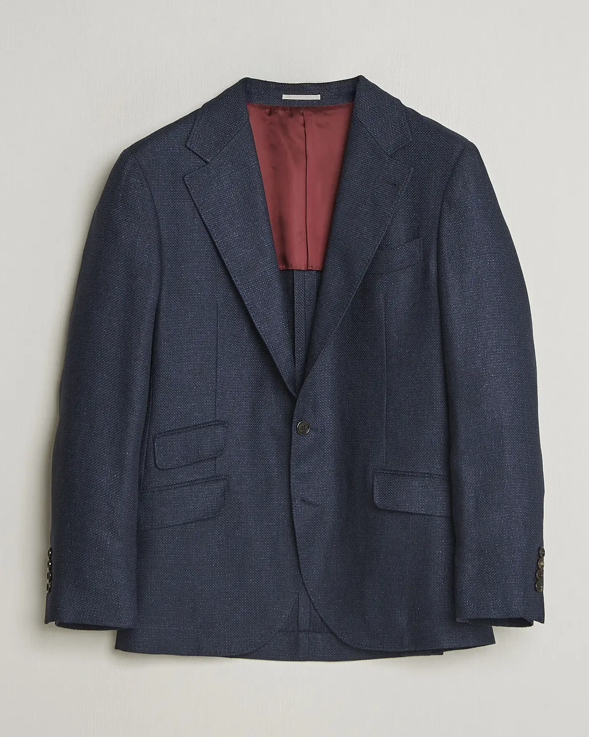 Brunello Cucinelli Linen/Silk Hopsack Blazer Navy