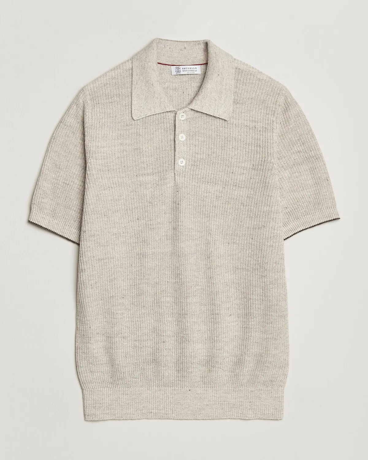 Brunello Cucinelli Linen Rib Knitted Polo Light Beige