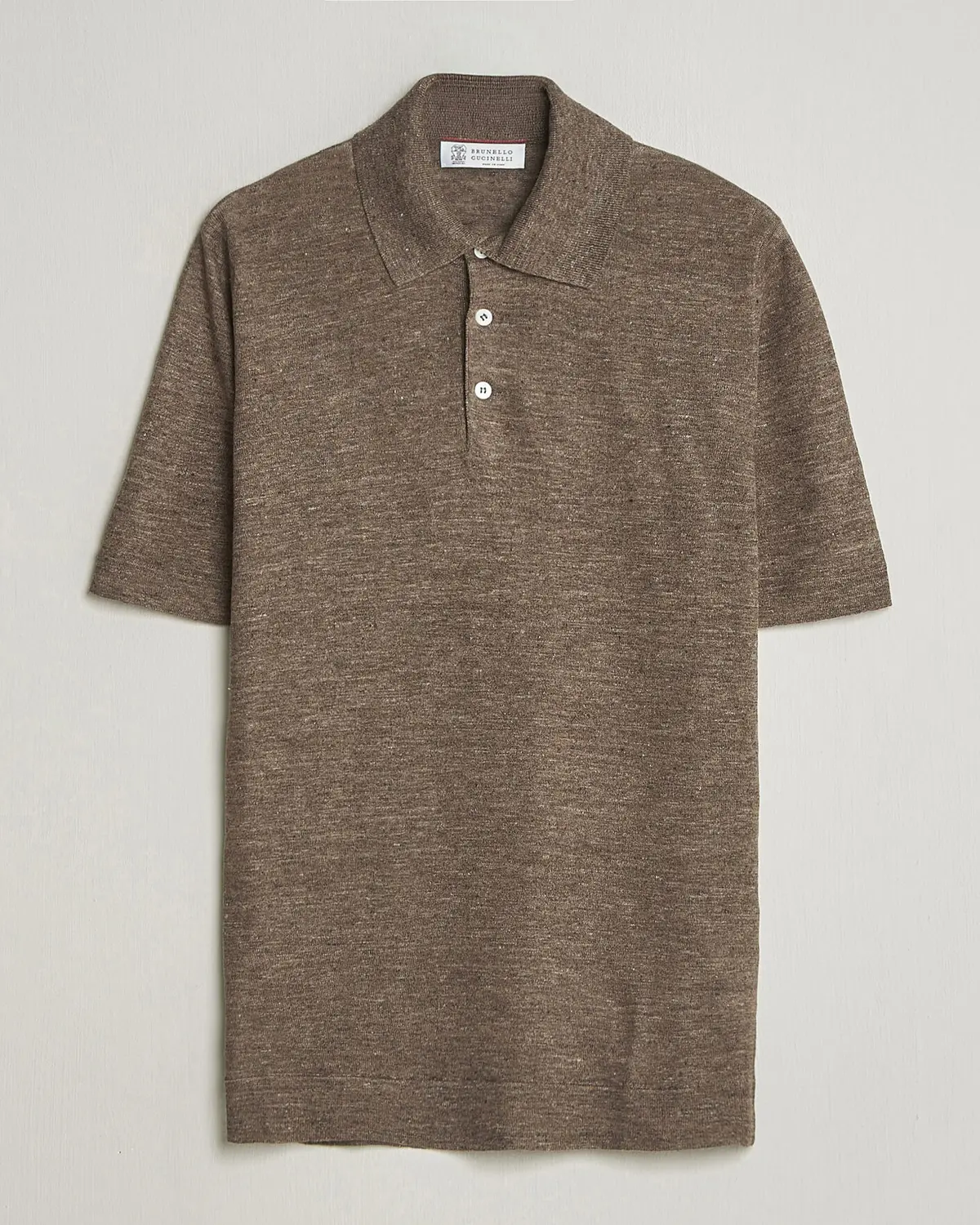 Brunello Cucinelli Linen Knitted Polo Brown