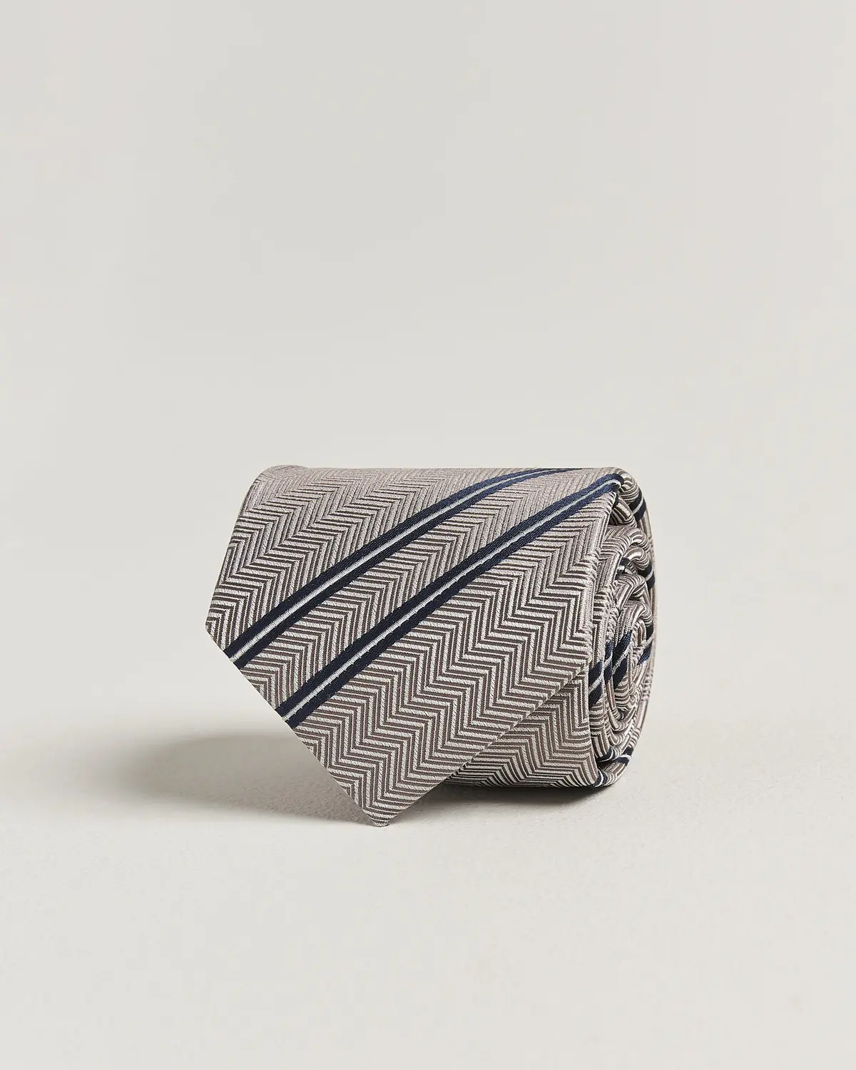Brunello Cucinelli Regimental Stripe Silk Tie Brown