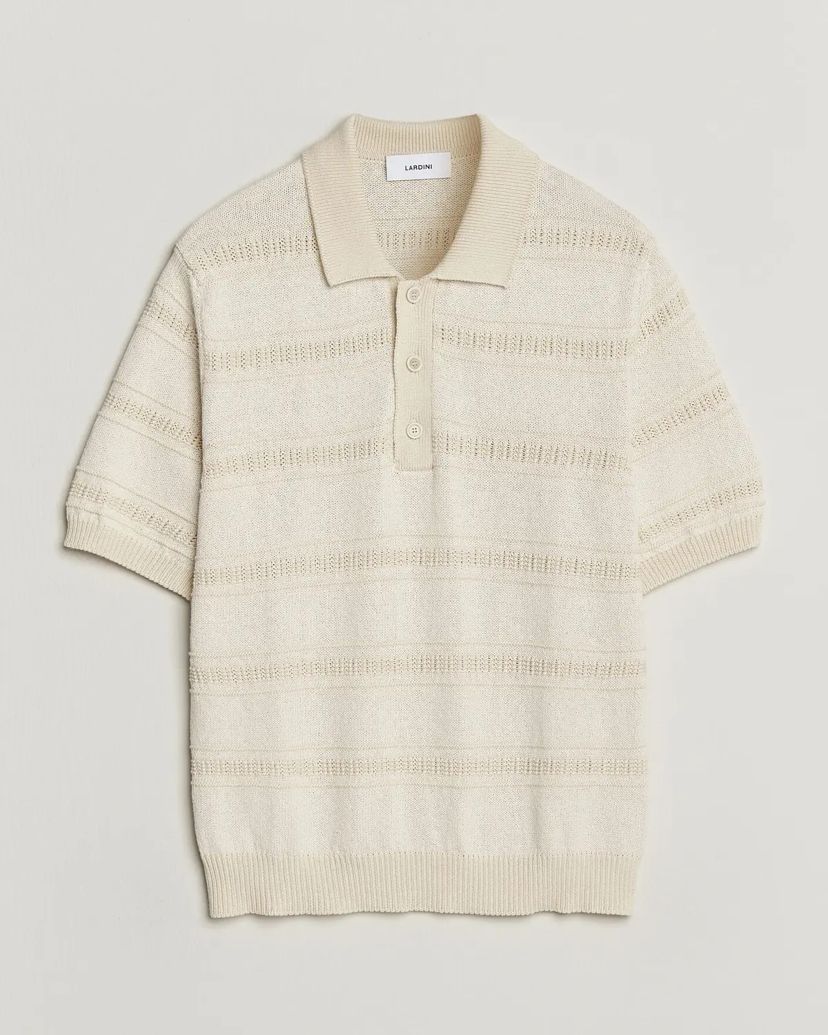 Lardini Strcture Knitted Organic/Recycled Cotton Polo White