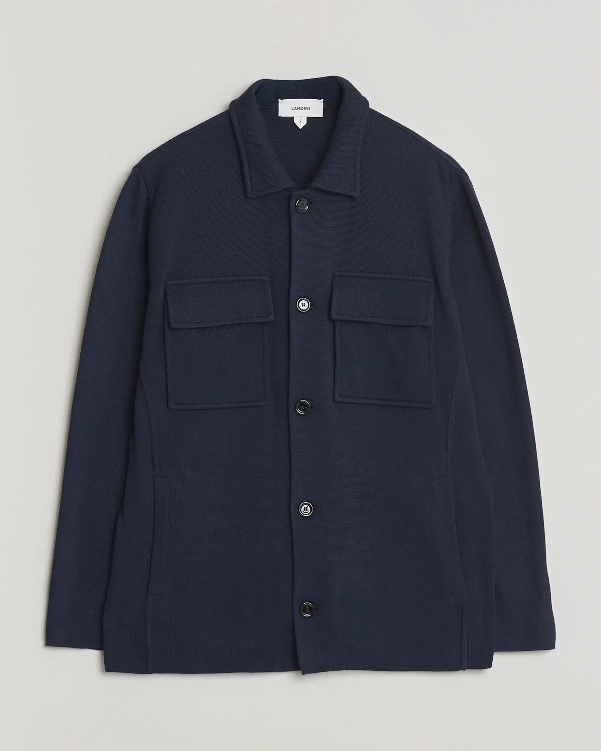 Lardini Knitted Cotton Pocket Shirt Jacket Navy
