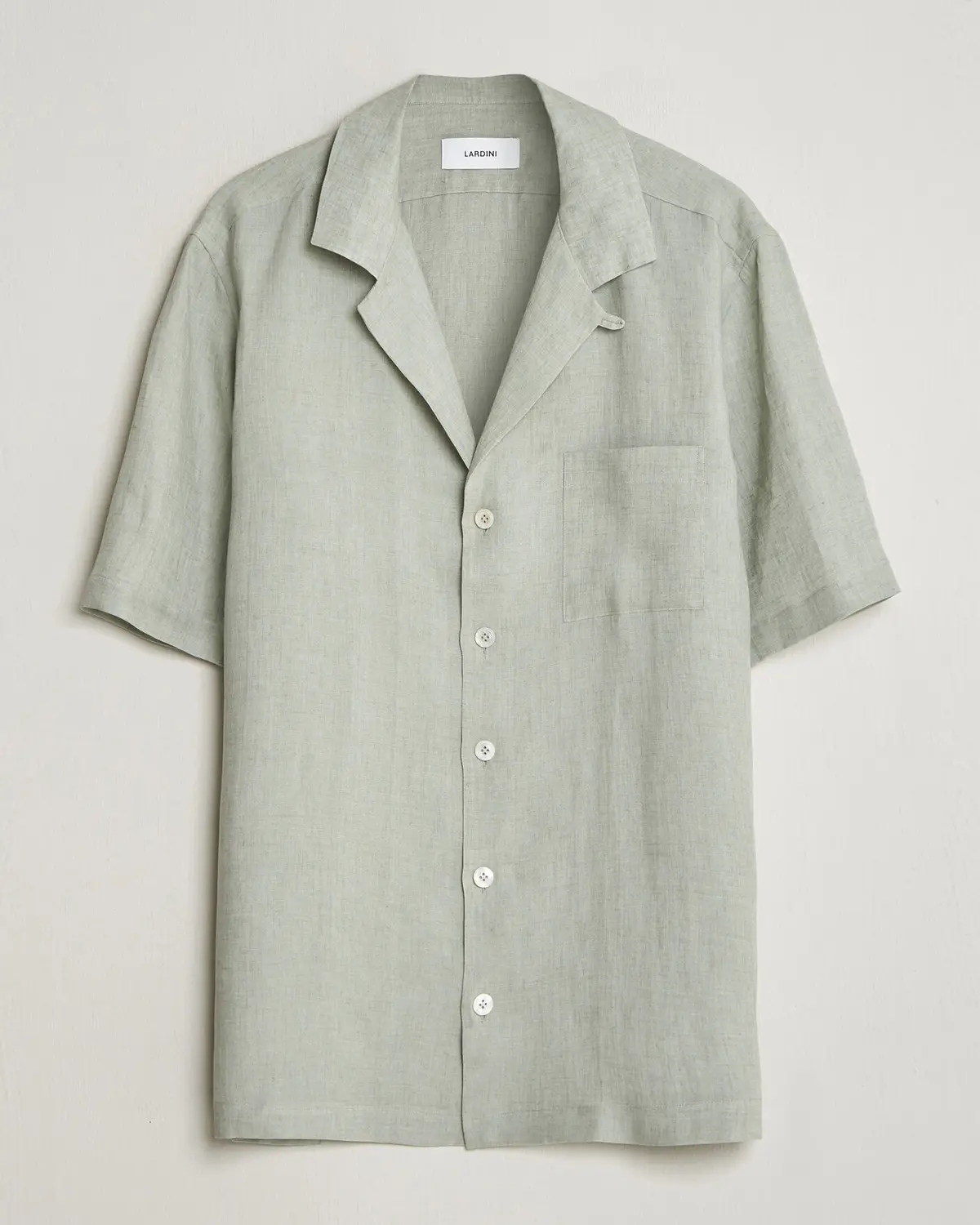 Lardini Klop Short Sleeve Linen Resort Shirt Light Green