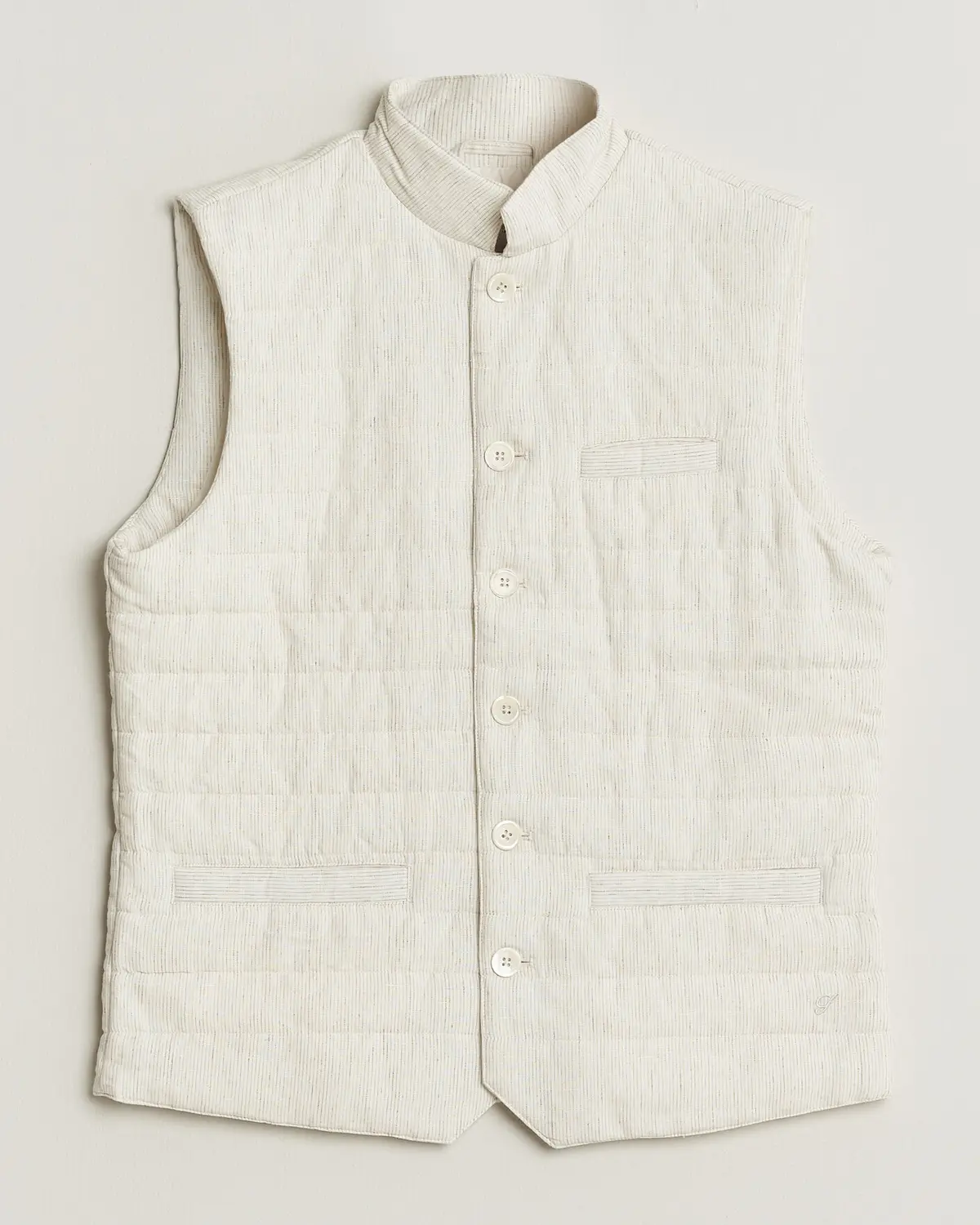 Stenströms Mid Layer Pin Stripe Linen Vest Off White
