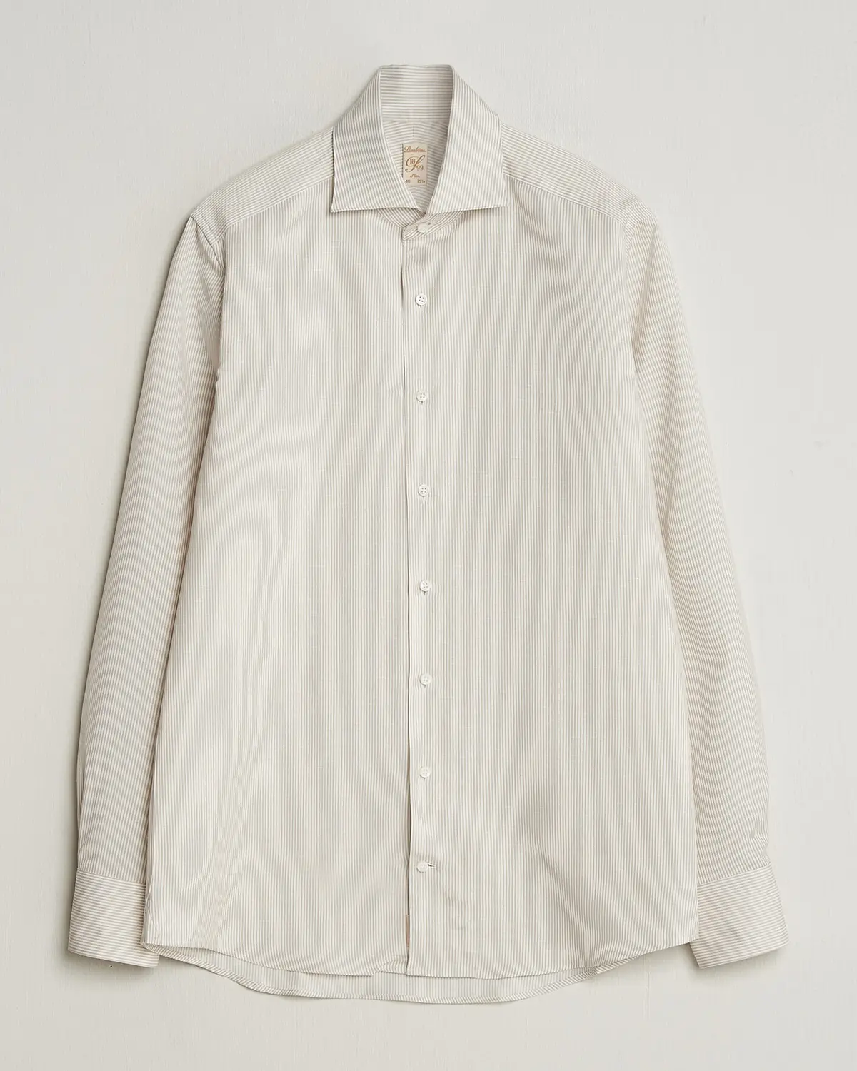 Stenströms 1899 Cotton/Linen/Silk Striped Shirt Beige