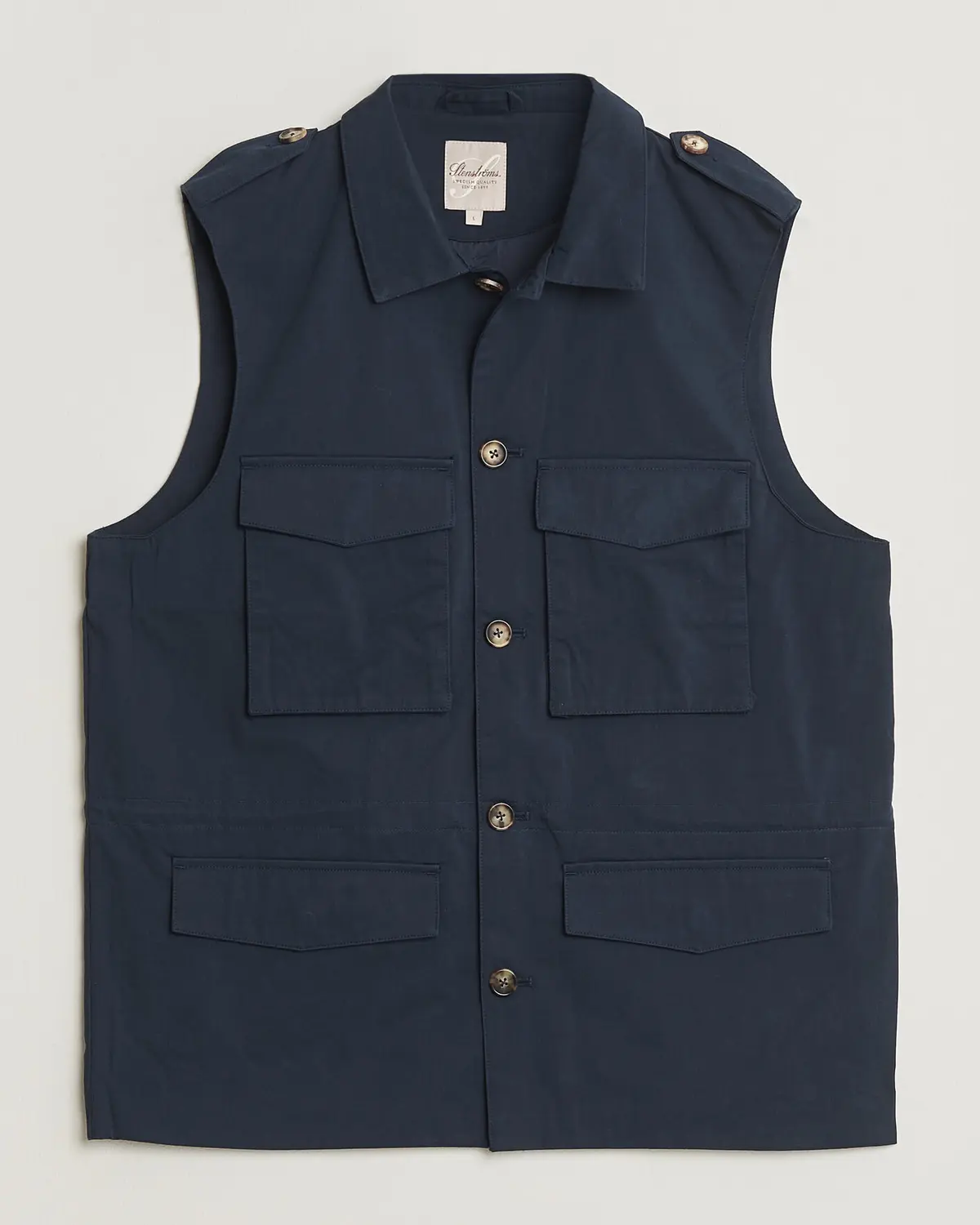 Stenströms Cotton Twill Vest Navy