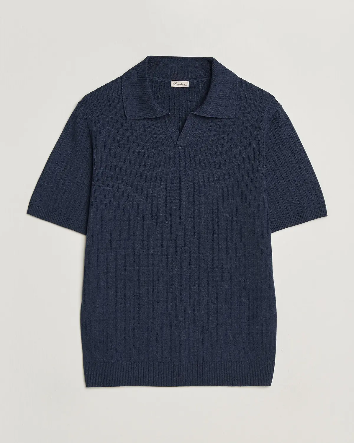 Stenströms Linen/Merino Structured Polo Navy