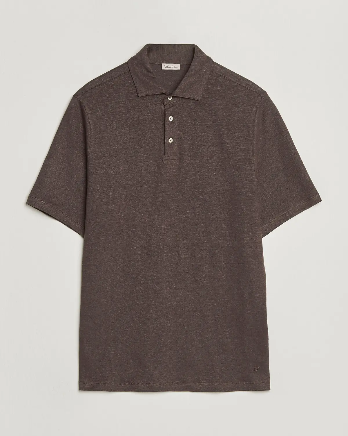 Stenströms Linen Polo Shirt Dark Brown
