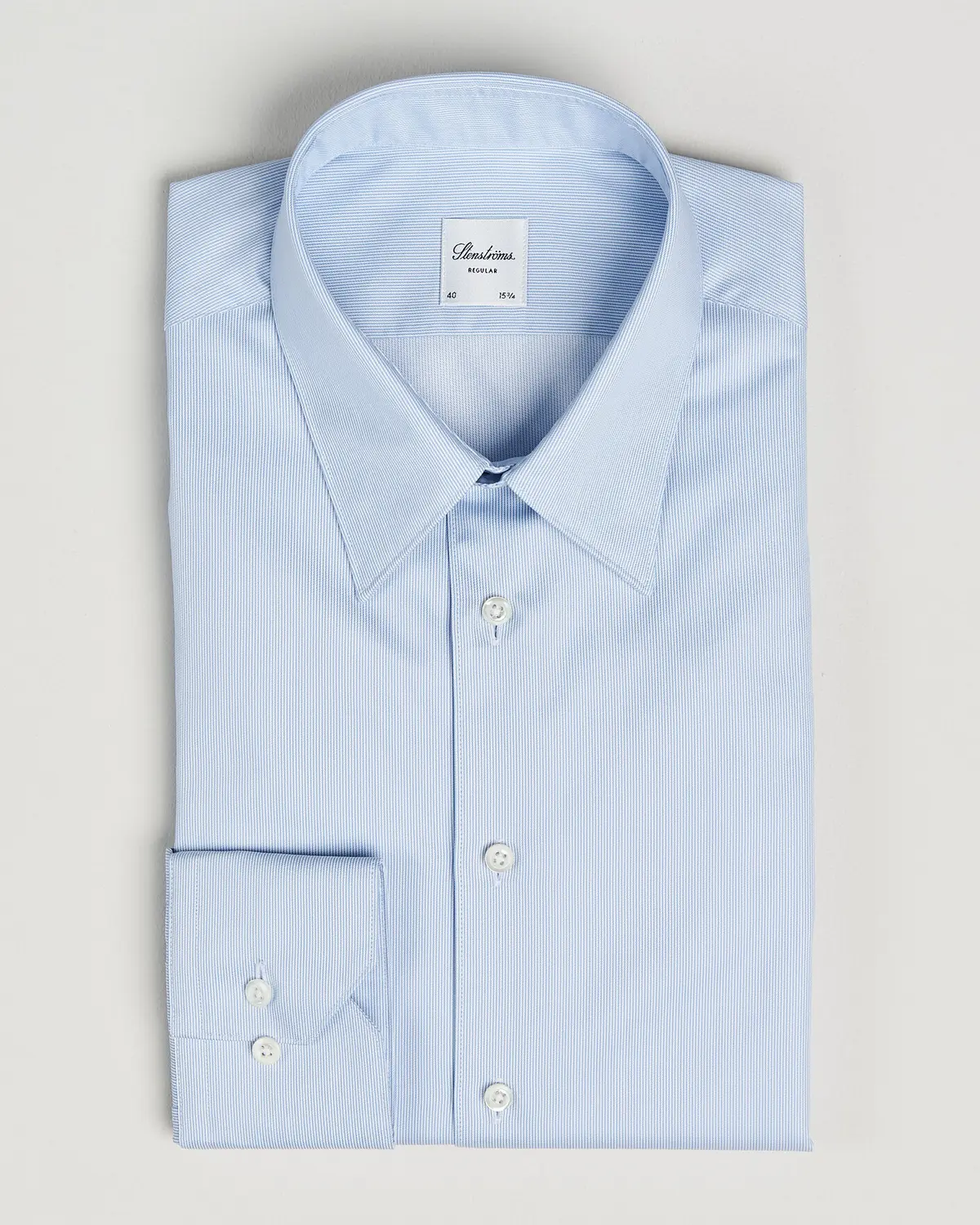 Stenströms Regular Fit Thin Stripe Pointed Collar Shirt Blue