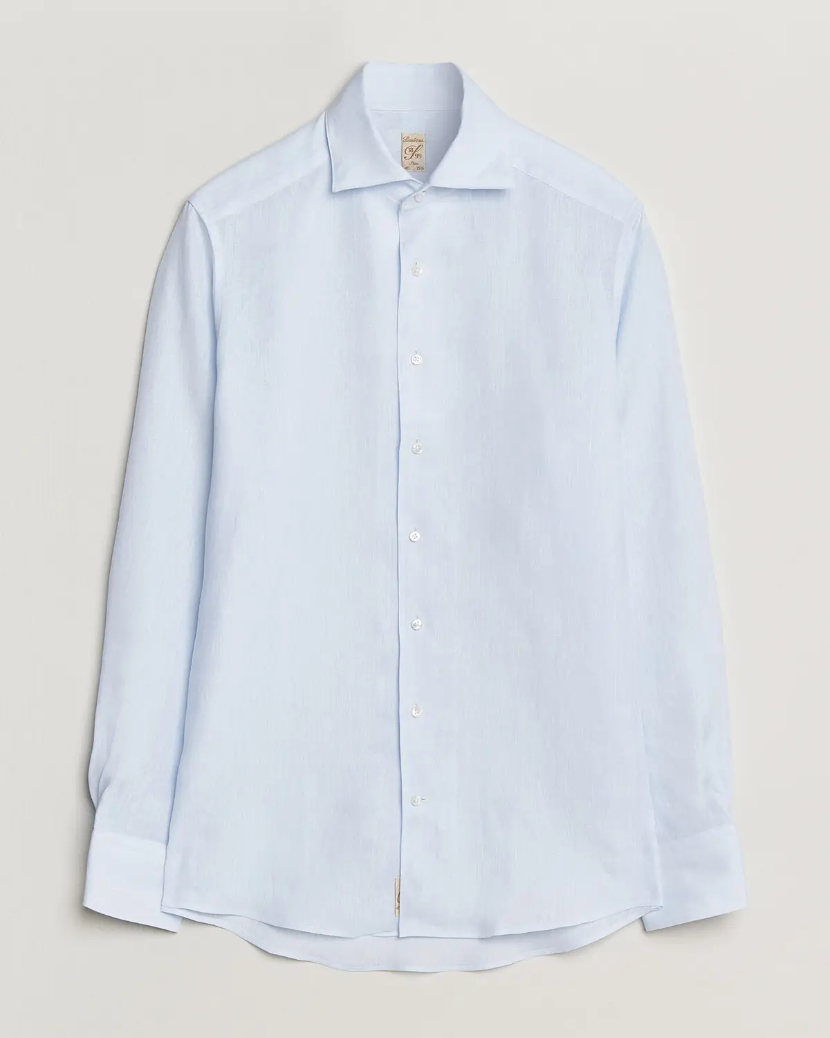 Stenströms 1899 Linen One Piece Collar Shirt Light Blue