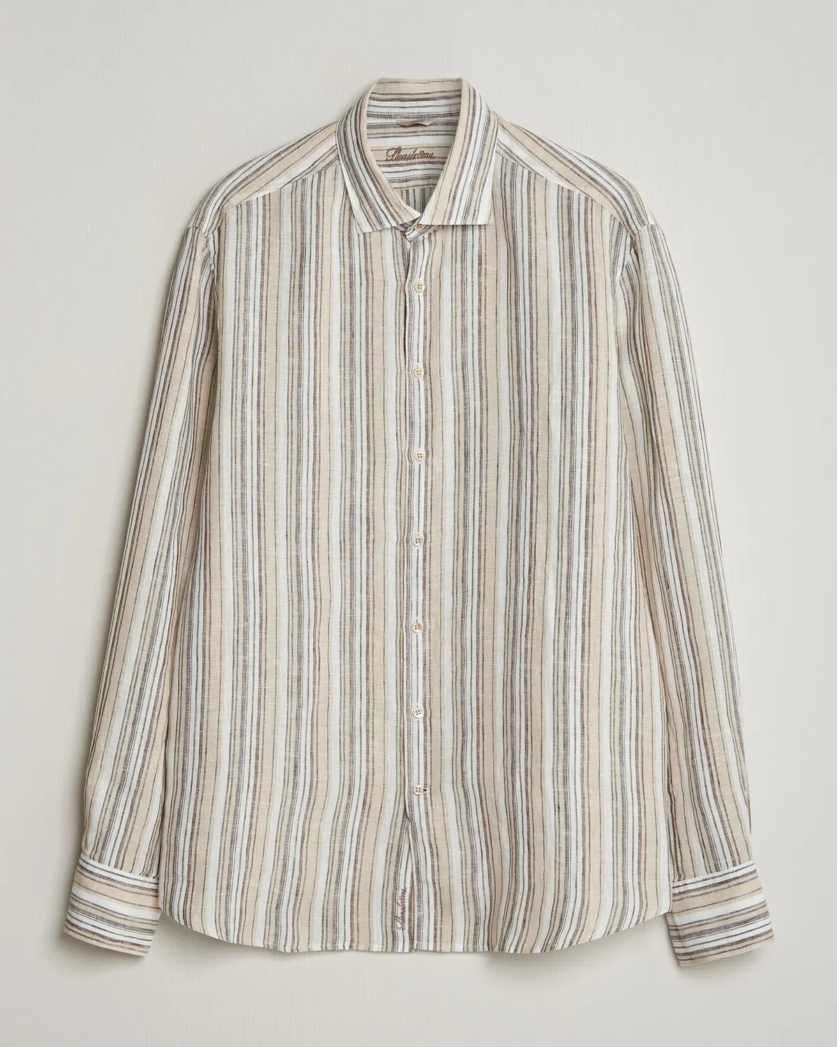 Stenströms Regular Fit Multi Striped Linen Shirt Brown