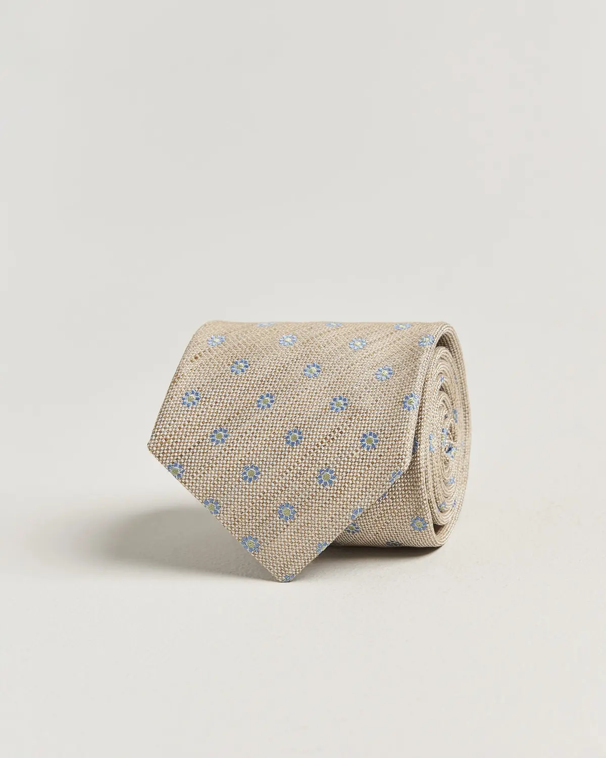 Eton Floral Linen Silk Tie Beige