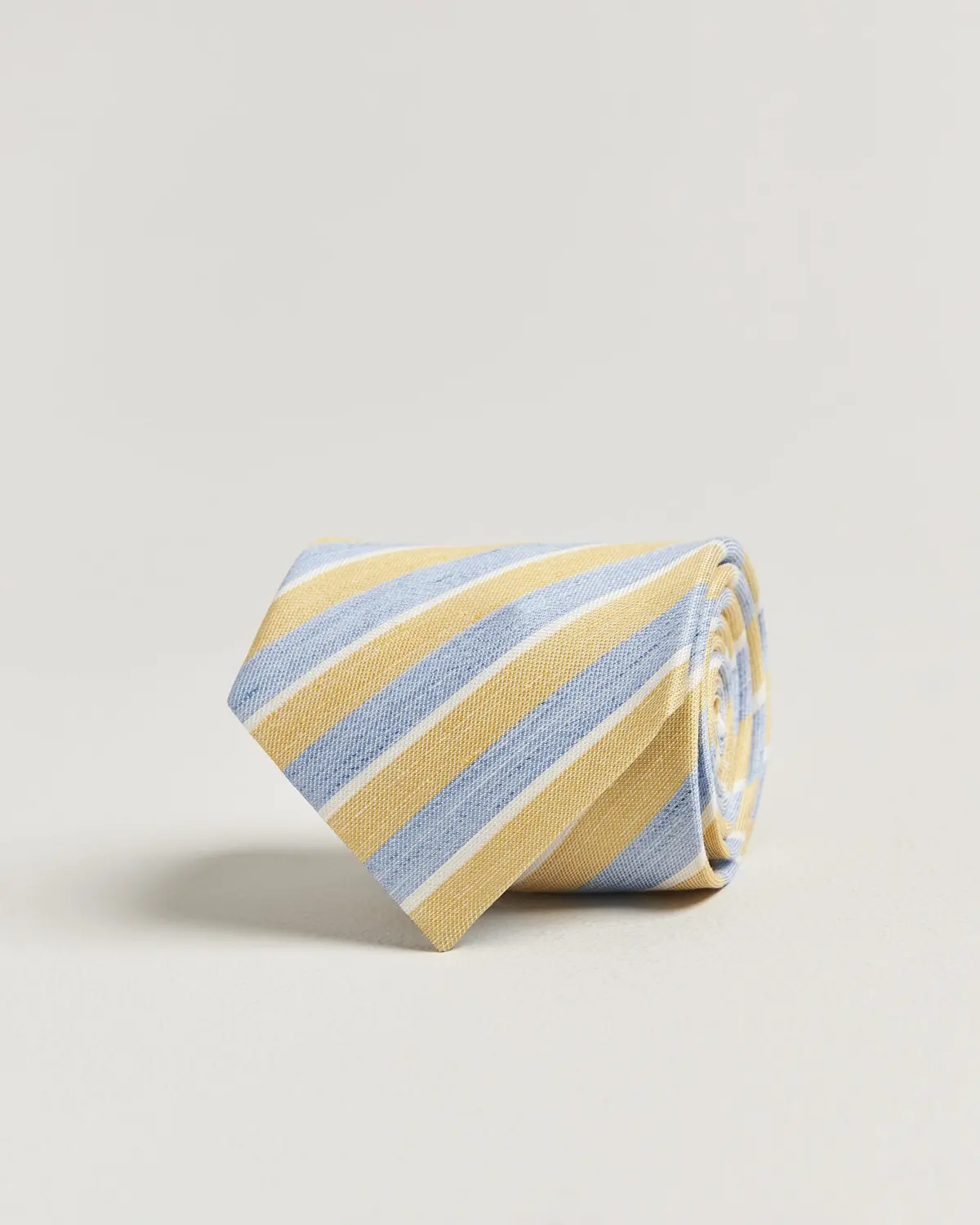 Eton Striped Linen Silk Tie Yellow/Blue