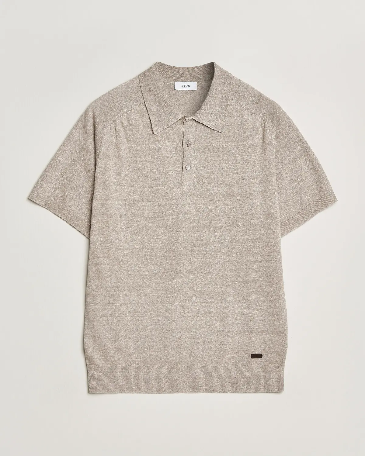 Eton Cotton Linen Fine Knit Polo Beige