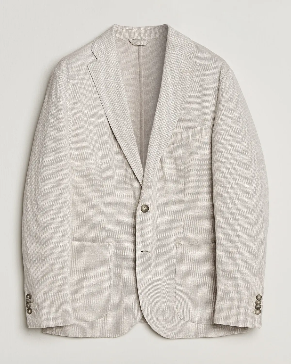 Eton Linen Jersey Herringbone Blazer Beige