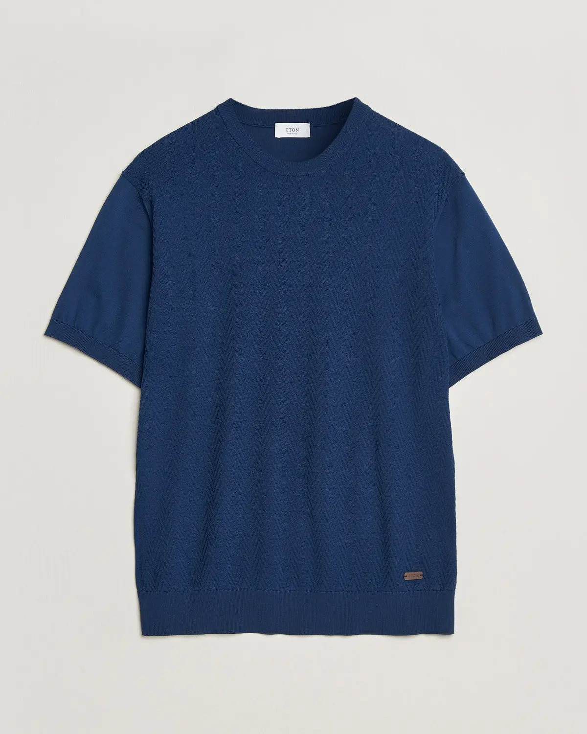 Eton Cotton Knitted Crew Neck T-Shirt Navy Blue