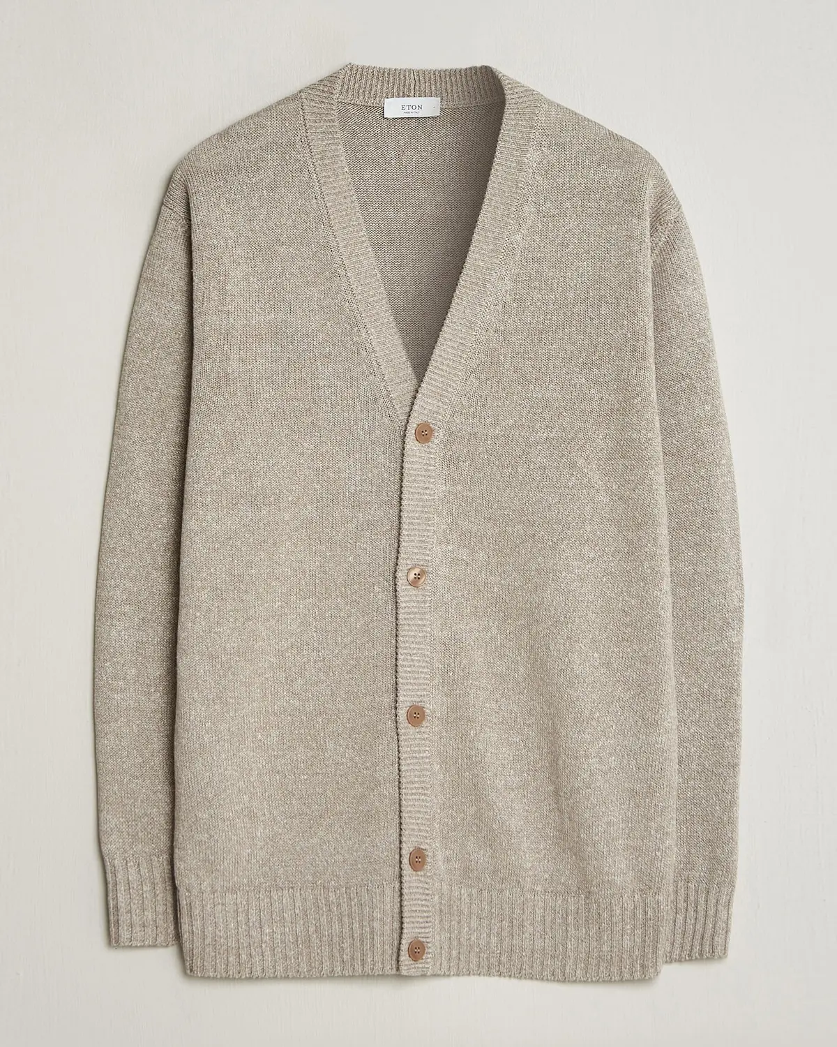 Eton Cotton Linen Knitted Cardigan Beige