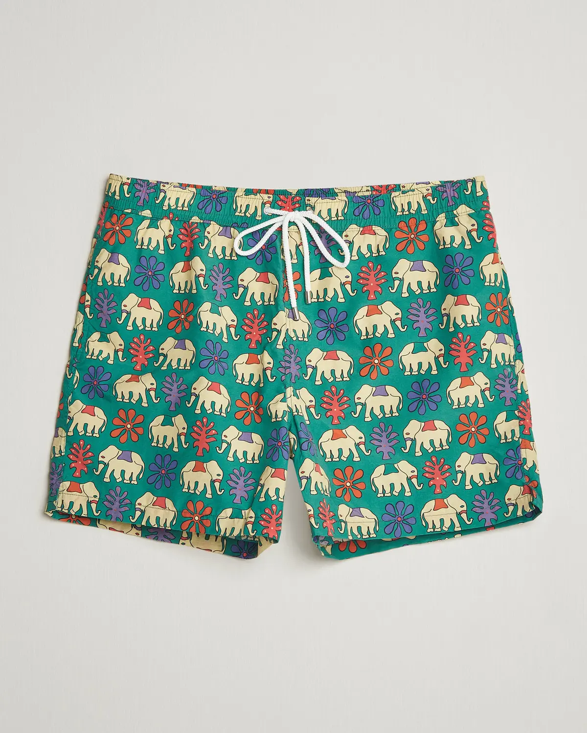 Drake's Elephants Drawstring Swimshorts Green