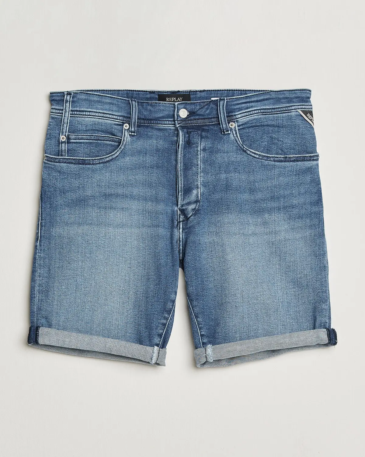 Replay RBJ981 Stretch Denim Shorts Light Blue